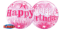 Preview: Bubble-Ballon "Happy Birthday pink" (heliumgefüllt)