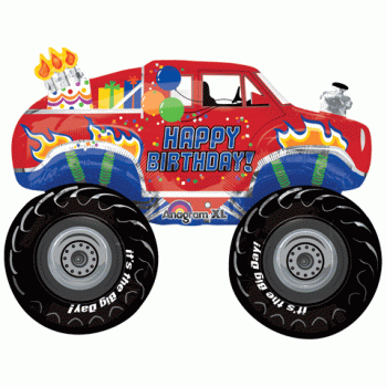 XXL-Folienballon "Happy Birthday - Monster Truck", (heliumgefüllt)