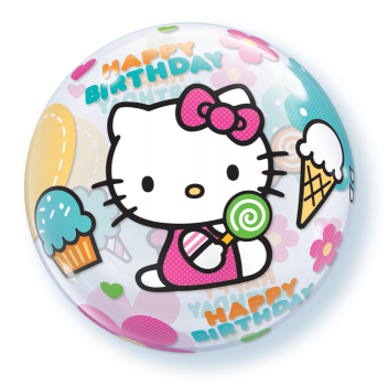 Bubble-Ballon "Hello Kitty Happy Birthday" (heliumgefüllt)