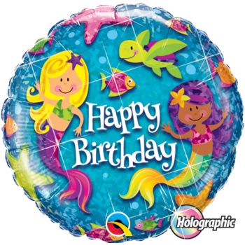 Folienballon "Happy Birthday - Mermaid", (heliumgefüllt)