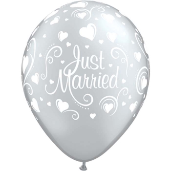 Latexballons - 6 Stck. "Just Married, silber"