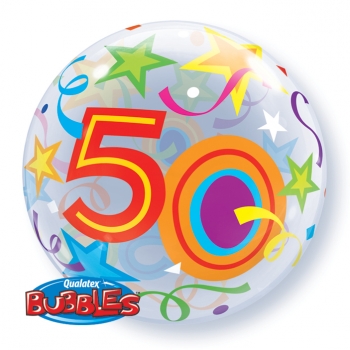 Bubble-Ballon "50 bunt" (heliumgefüllt)