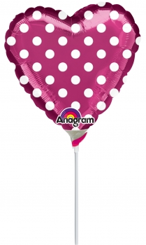 Mini-Folienballon "Herz" - Polka Dots