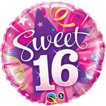 Folienballon "Sweet 16", (heliumgefüllt)