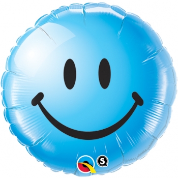 Folienballon "Smiley - blau", (heliumgefüllt)