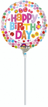 Mini-Folienballon "Happy Birthday", rund