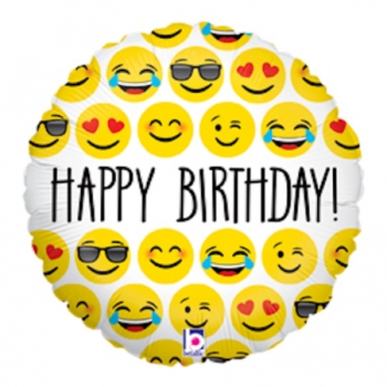 Mini-Folienballon "Happy Birthday - Emoji", (luftgefüllt)