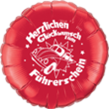 Folienballon "Herzlichen Glückwunsch zum Führerschein" rot (heliumgefüllt)