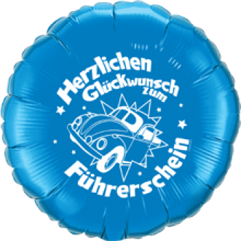 Folienballon "Herzlichen Glückwunsch zum Führerschein" blau (heliumgefüllt)