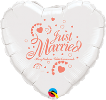 Folienballon "Just Married - Herzlichen Glückwunsch-Herz", (heliumgefüllt)