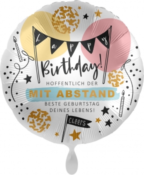 XXL-Folienballon "Happy Birthday - hoffentlich der mit Abstand beste Geburtstag", (heliumgefüllt)