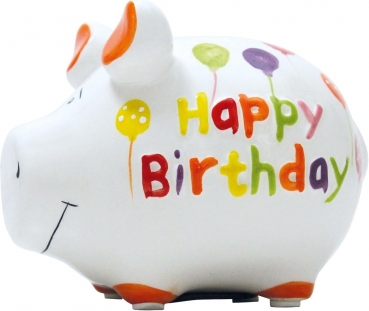 Sparschwein "Happy Birthday", bunt