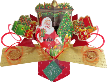 3D-Popup Karte, Merry Christmas Santa Claus