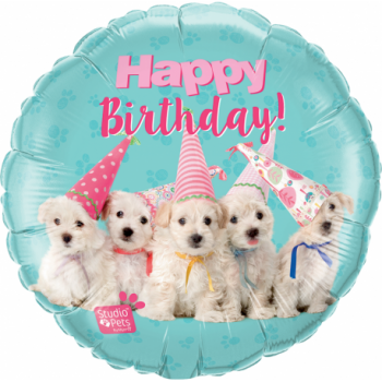 Folienballon "Happy Birthday Hunde Studio Pets"