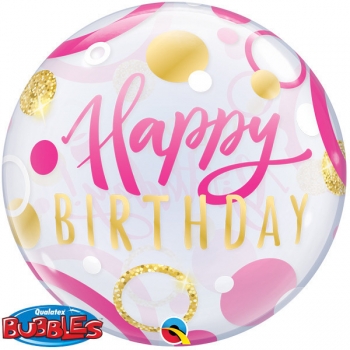 Bubble-Ballon "Happy Birthday, pink-gold"