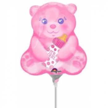 Mini-Folienballon "It's a Girl - Teddy", rosa