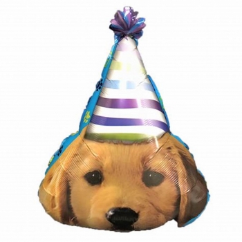 Folienballon "Hund mit Partyhütchen"