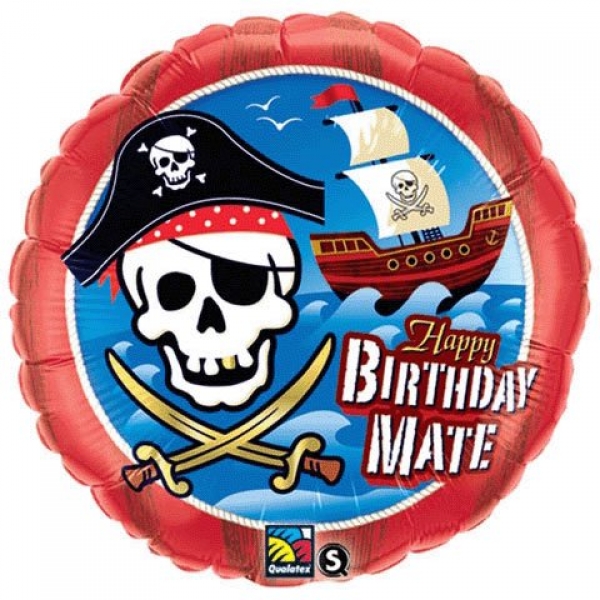 Folienballon "Happy Birthday - Pirat/Piratenschiff", (heliumgefüllt)
